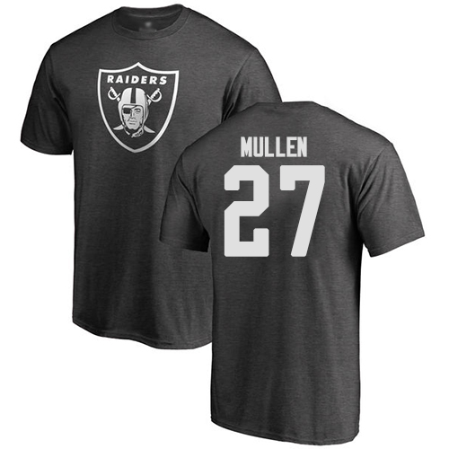 Men Oakland Raiders Ash Trayvon Mullen One Color NFL Football #27 T Shirt->nfl t-shirts->Sports Accessory